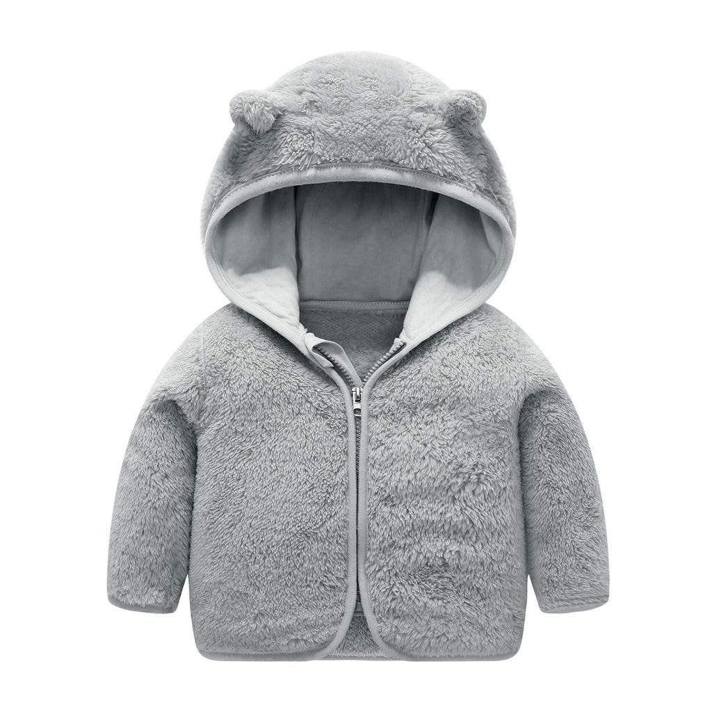 Children's Coral Fleece Jacket Padded Warm Hooded Top - Amazitshop