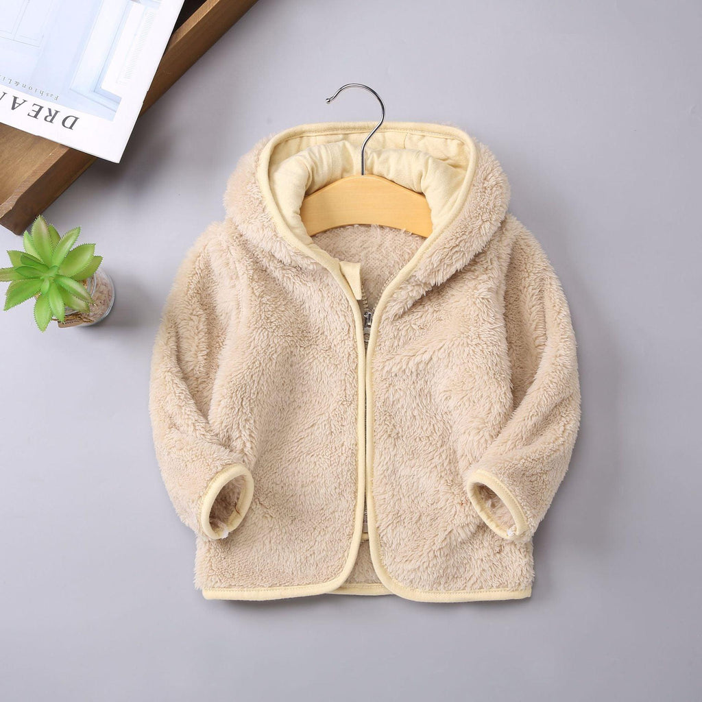 Children's Coral Fleece Jacket Padded Warm Hooded Top - Amazitshop