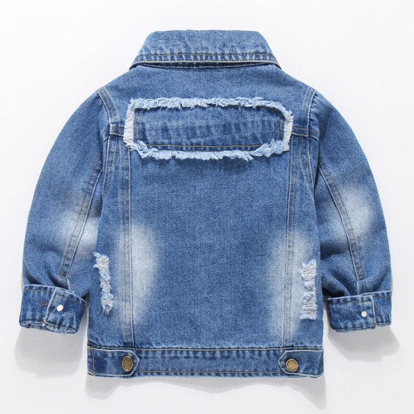Children's Denim Jacket Patch Long - Sleeved Jacket Outerwear - Amazitshop