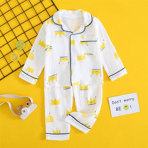 Children's Double - layer Cotton Gauze Pyjamas Homewear Set - Amazitshop