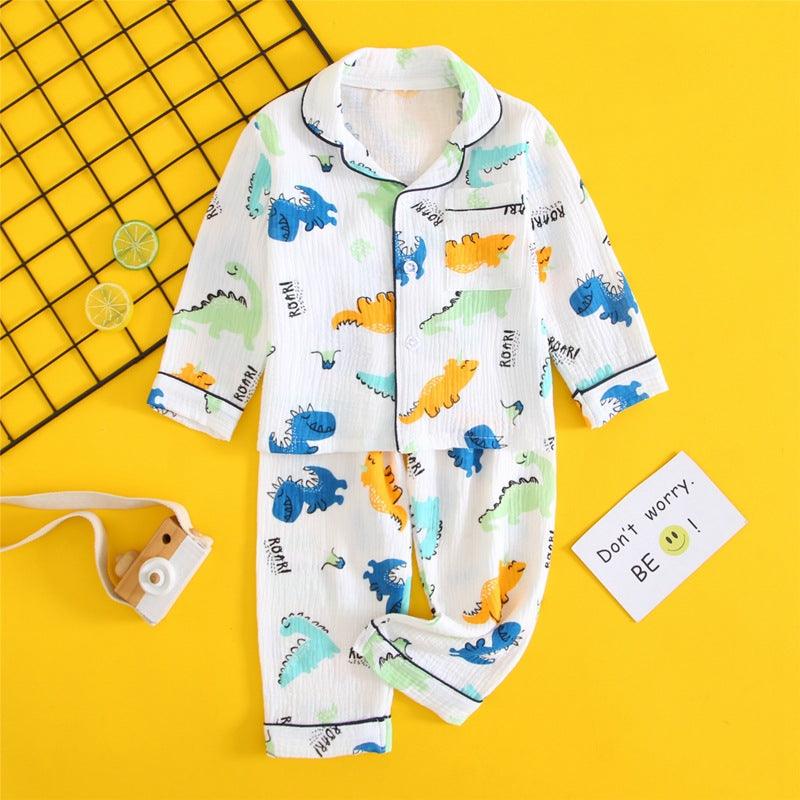 Children's Double - layer Cotton Gauze Pyjamas Homewear Set - Amazitshop