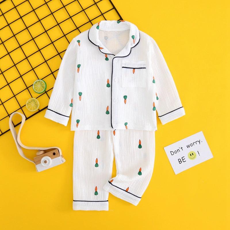 Children's Double - layer Cotton Gauze Pyjamas Homewear Set - Amazitshop