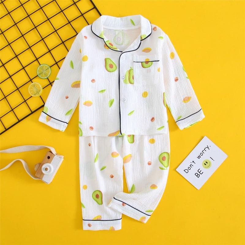 Children's Double - layer Cotton Gauze Pyjamas Homewear Set - Amazitshop