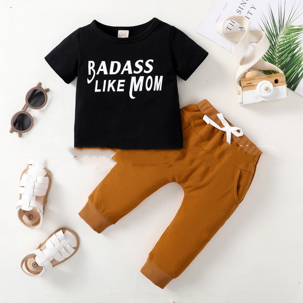 Children's Letter Fashion Short Sleeve Shorts Set - Amazitshop