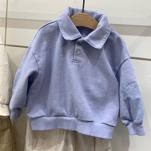 Children's New Tops Lapel Button Loose Casual Sweater - Amazitshop