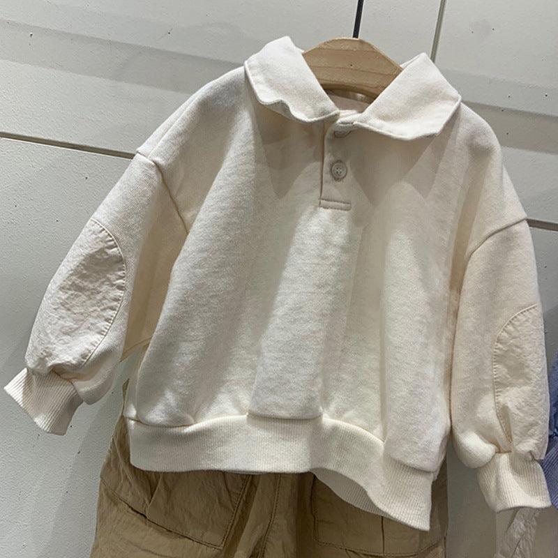Children's New Tops Lapel Button Loose Casual Sweater - Amazitshop