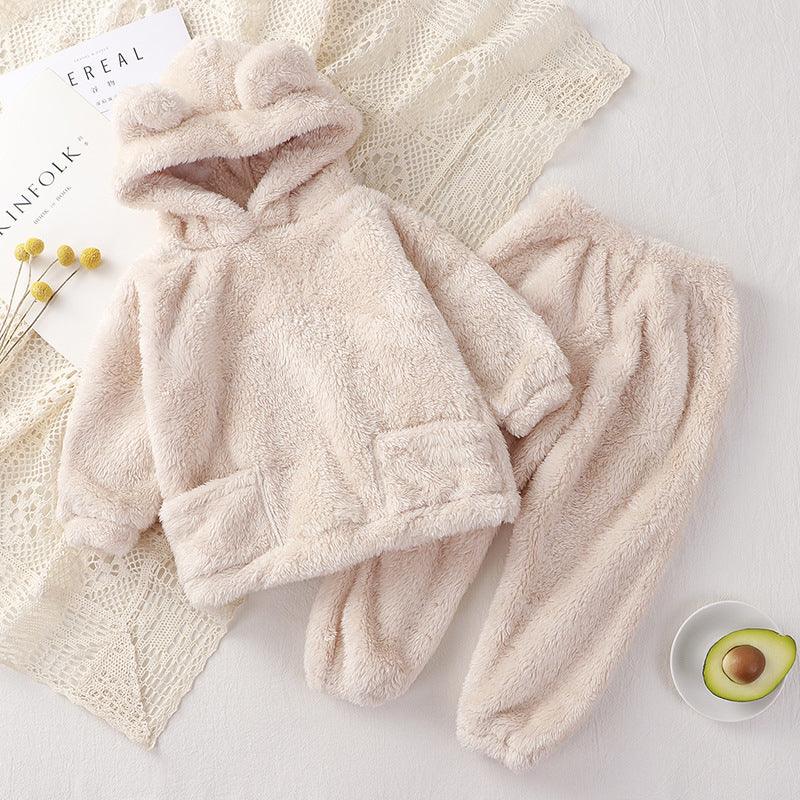 Children's Pajamas Autumn And Winter Bear Loungewear Suit Children Outer Wear Thermal Clothes - Amazitshop