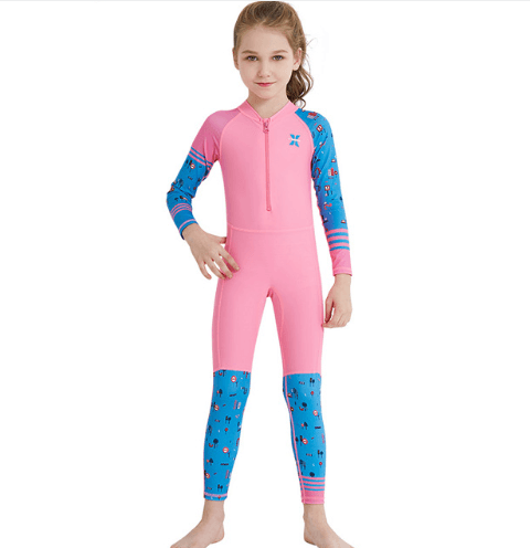 Children's quick - drying diving suit girls boys conjoined long - sleeved snorkeling suit swimwear size children's swimwear sunscreen swimsuit - Amazitshop