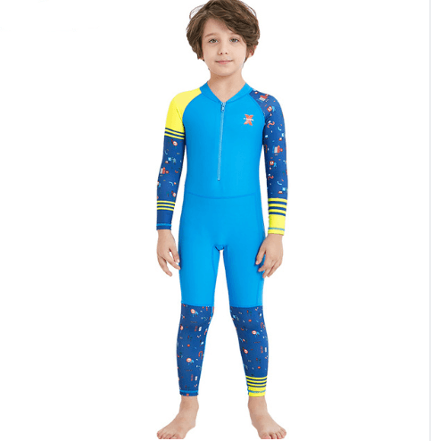Children's quick - drying diving suit girls boys conjoined long - sleeved snorkeling suit swimwear size children's swimwear sunscreen swimsuit - Amazitshop