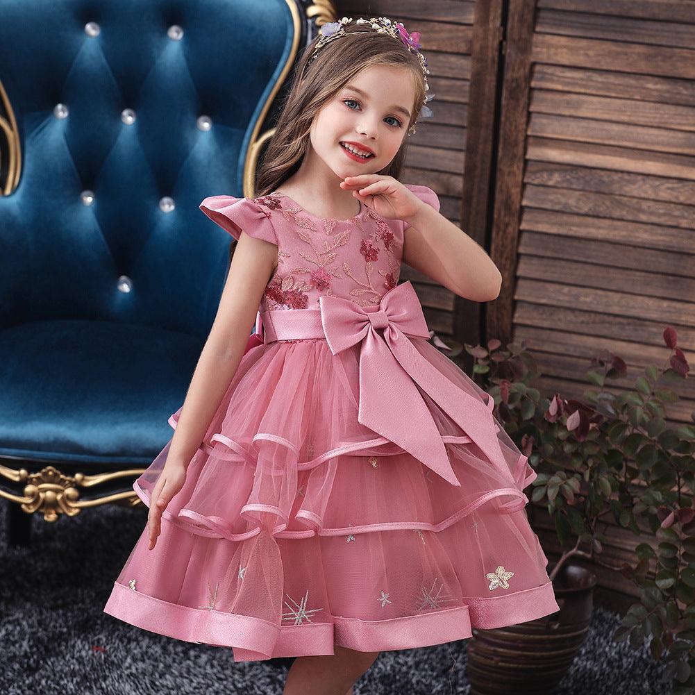 Children's Sequin Embroidered Evening Dresses Girls Princess - Amazitshop