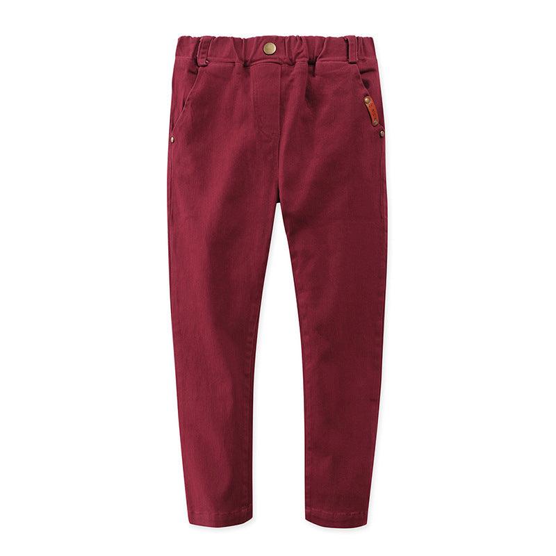 Children's Stretch Cotton Trousers Slim - Fit Middle - Aged Boys And Boys' Trousers - Amazitshop