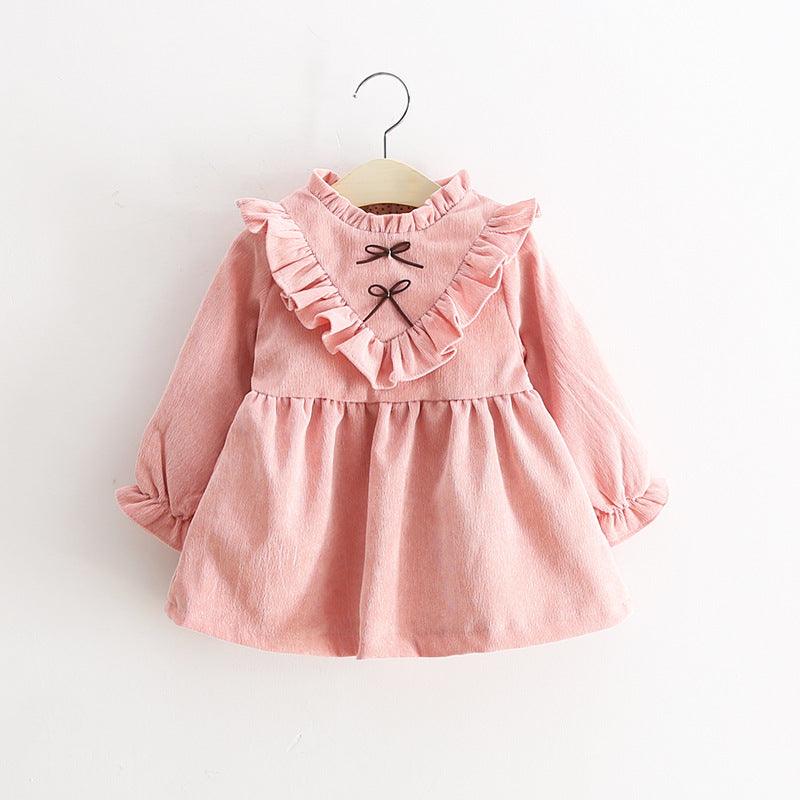 Children's wear 2021 spring new V - neck corduroy girls dresses - Amazitshop