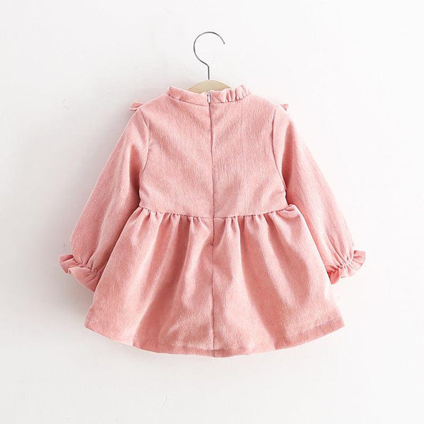 Children's wear 2021 spring new V - neck corduroy girls dresses - Amazitshop