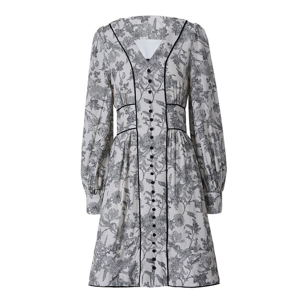 Chinese Retro Ink Printed Dress - Amazitshop