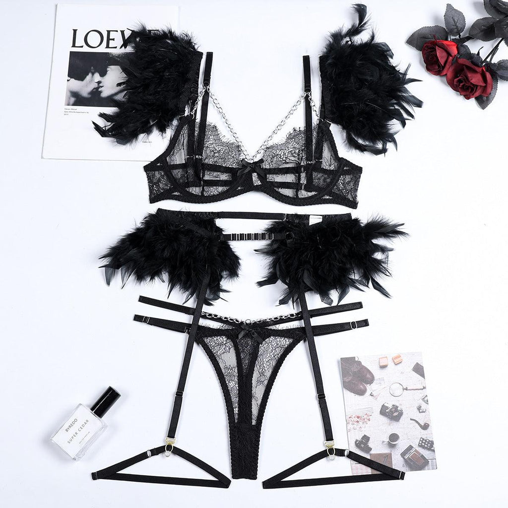 Christma Chains Lace Sexy Lingerie Women Underwear Bra Pa - Amazitshop