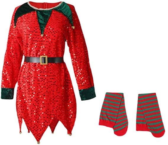 Christmas Kids Clothes Cute Sequin Elf Costumes - Amazitshop