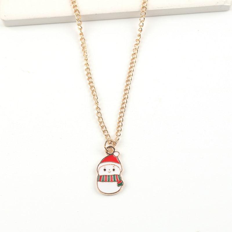Christmas Necklace Cute Cartoon Santa Claus Snowman Elk Pendant Necklace Xmas New Year Festival Ear Jewelry Gifts - Amazitshop