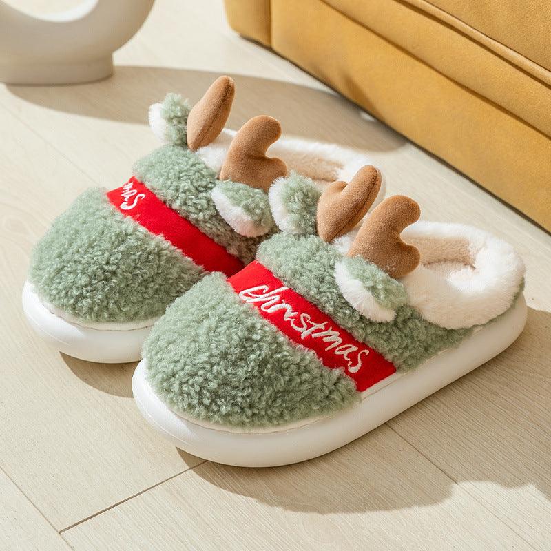 Christmas Shoes Winter Home Slippers Elk Soft Cozy Bedroom Slipper Slip On House Shoes - Amazitshop