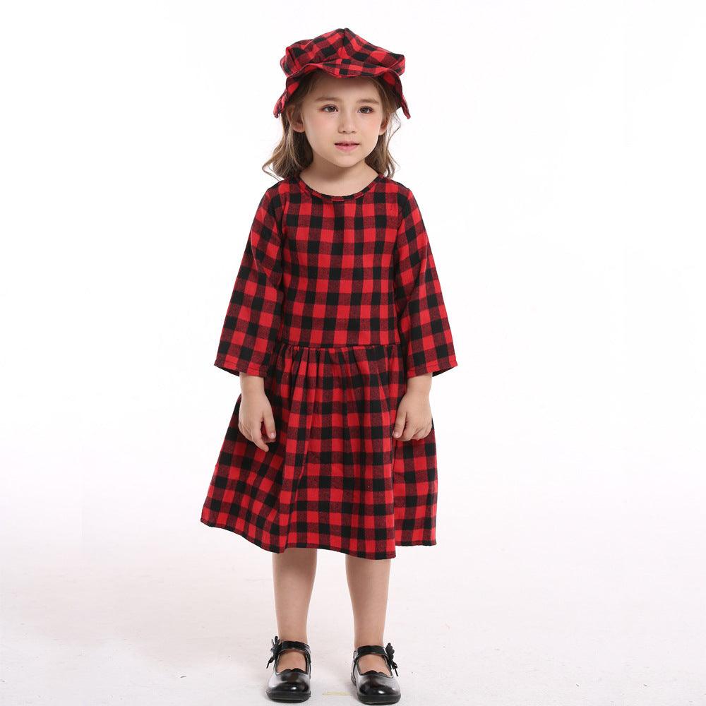 Christmas Sisters And Brothers Autumn Plaid Shirt Long Sleeve Bib Two Piece Set - Amazitshop