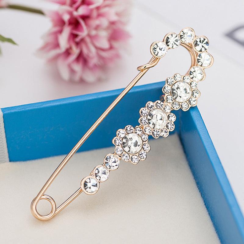 Clothing Accessories Pearl Crystal Metal Big Brooch - Amazitshop