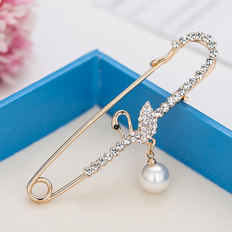 Clothing Accessories Pearl Crystal Metal Big Brooch - Amazitshop