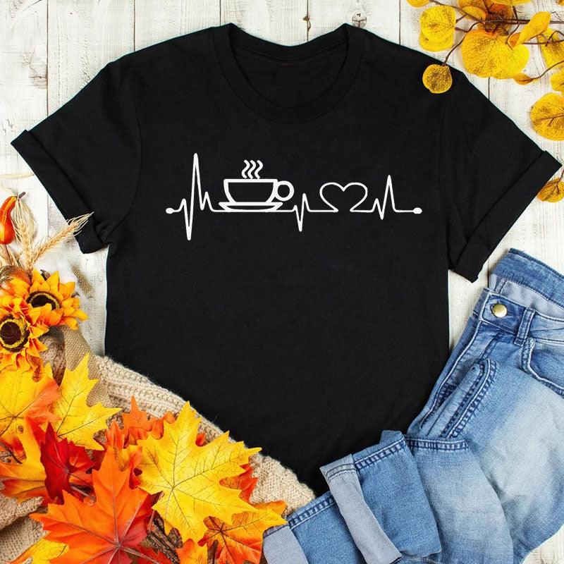 Coffee Love Casual Graphic Short Sleeve T-Shirt - Amazitshop