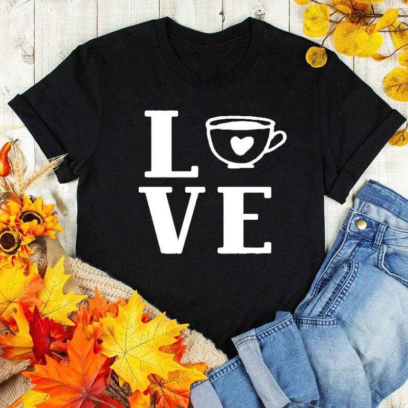 Coffee Love Casual Graphic Short Sleeve T-Shirt - Amazitshop