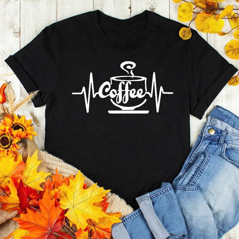 Coffee Love Casual Graphic Short Sleeve T-Shirt - Amazitshop
