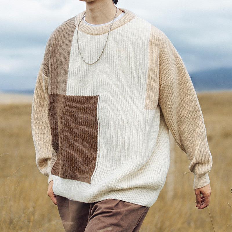 Color Block Stitching Design Knitwear Sweater For Men - Amazitshop