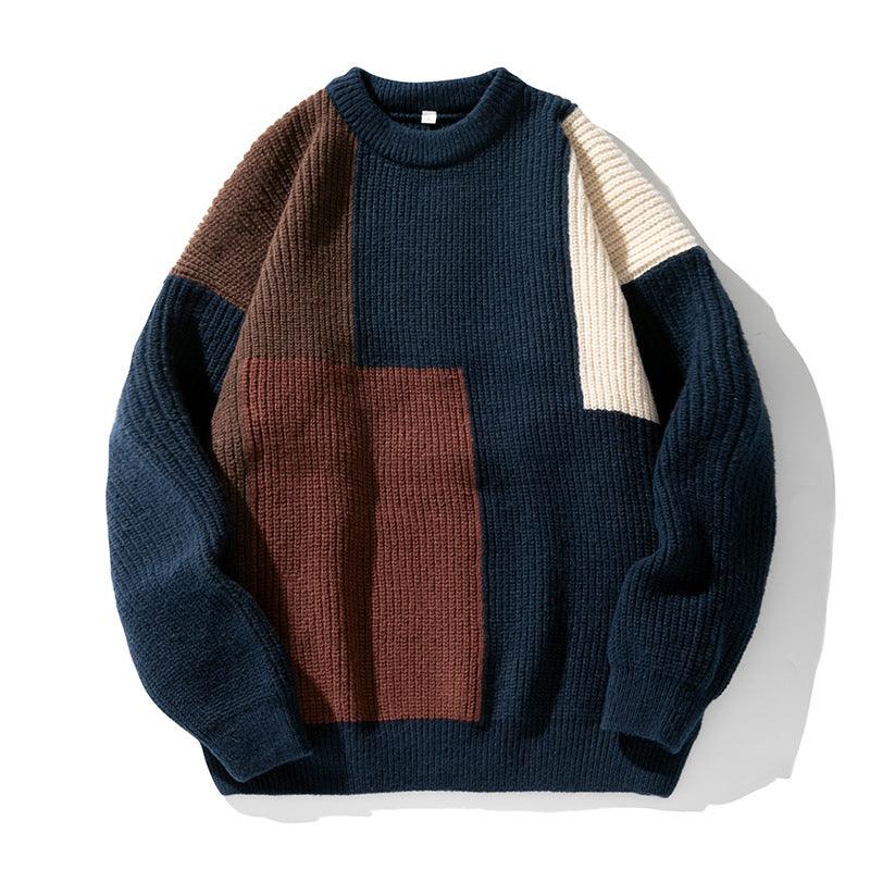Color Block Stitching Design Knitwear Sweater For Men - Amazitshop