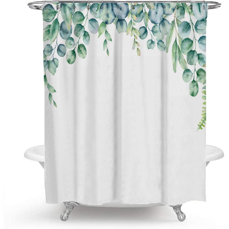 Color Floral Plant Shower Curtain Bathroom Curtain Polyester - Amazitshop