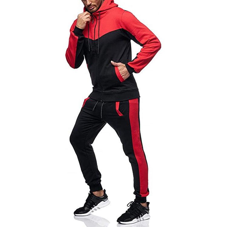 Colorblock Casual Sports Cardigan Suit - Amazitshop