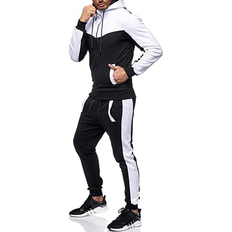 Colorblock Casual Sports Cardigan Suit - Amazitshop