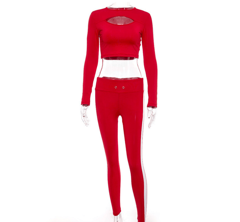 Colorblock cutout yoga set - Amazitshop