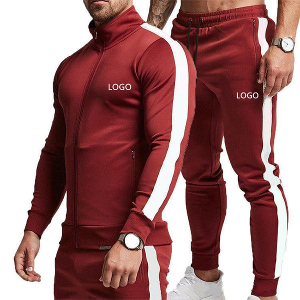 Colorblock Long - Sleeved Stand - Up Collar Men's Sports Suit - Amazitshop