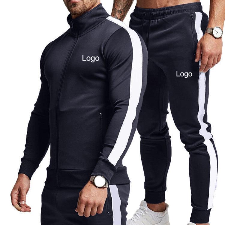 Colorblock Long - Sleeved Stand - Up Collar Men's Sports Suit - Amazitshop