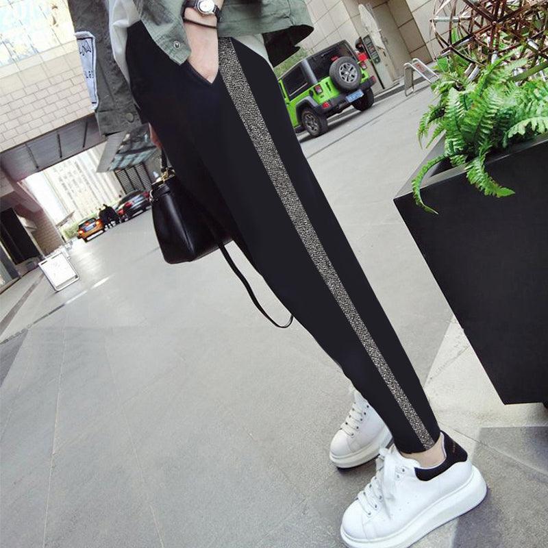 Colorblock stomach lift sports trousers - Amazitshop