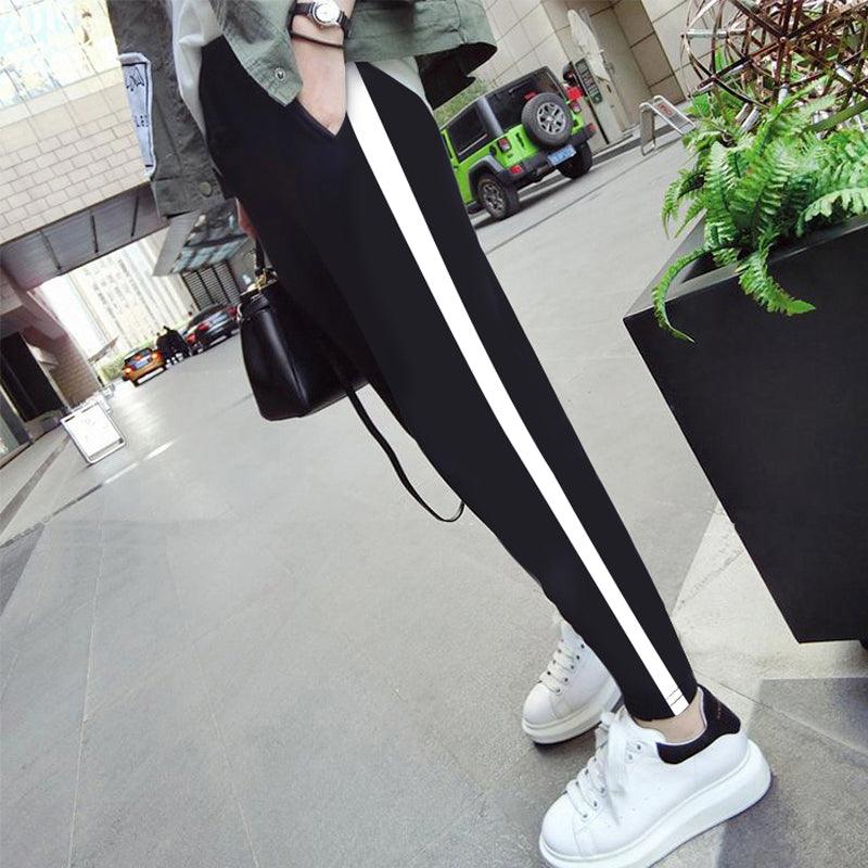 Colorblock stomach lift sports trousers - Amazitshop