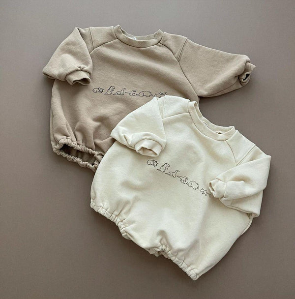 Colors Dinosaur Printed Long Sleeve Jumpsuits Outfits - M - Amazitshop