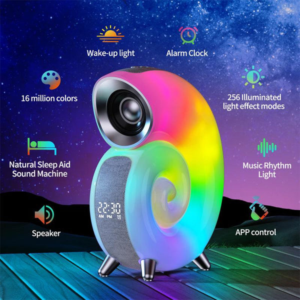 Conch Smart RGB Atmosphere Light Bluetooth Speaker Alarm Clock Wake - up Lamp White Noise Machine For Sleeping Baby APP Control - Amazitshop