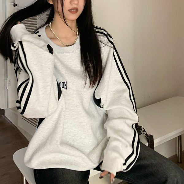 Contrast Color Fashion Patchwork Sweater Women - Amazitshop