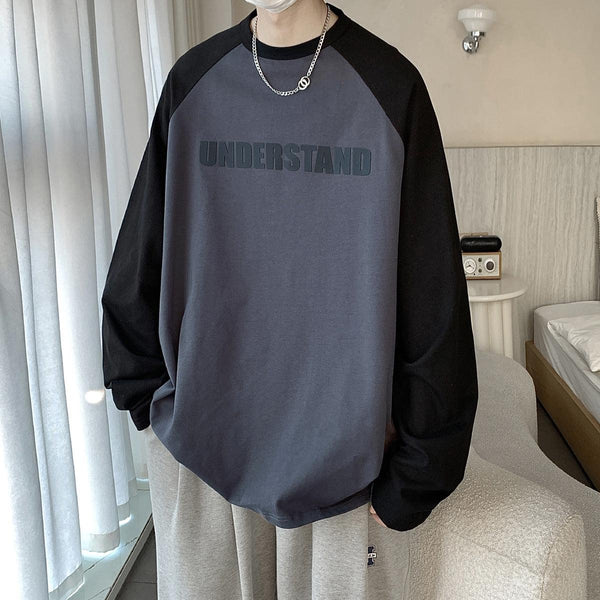 Contrast Raglan Sleeve Bottom Long Sleeve - Amazitshop