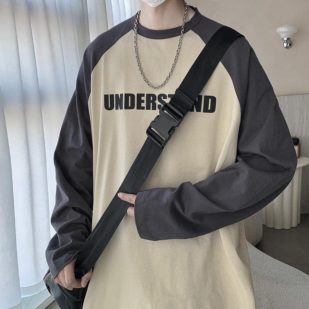 Contrast Raglan Sleeve Bottom Long Sleeve - Amazitshop