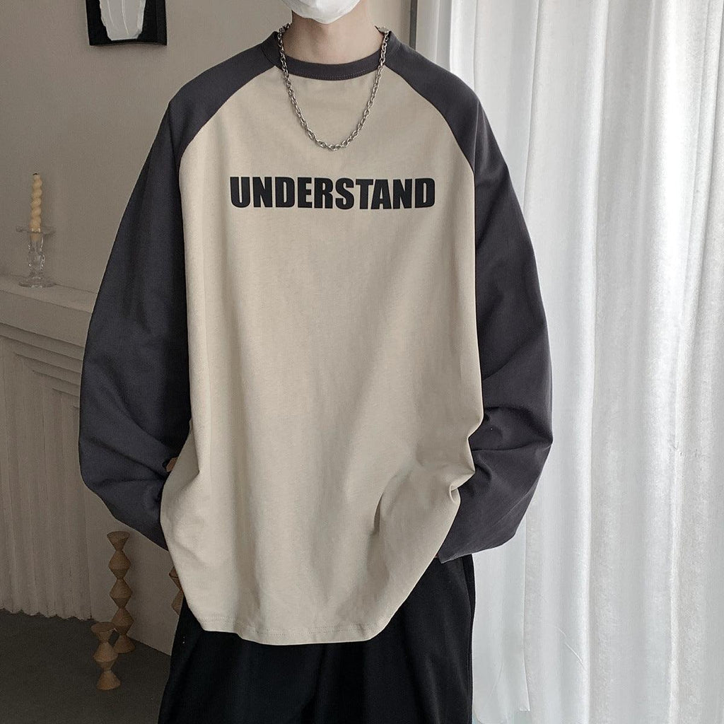 Contrast Raglan Sleeve Bottom Long Sleeve - Amazitshop
