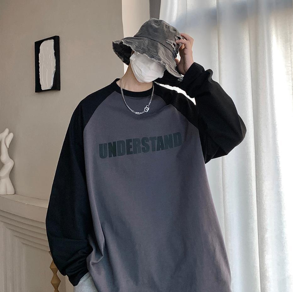 Contrast Raglan Sleeve Bottom Long Sleeve - Amazitshop