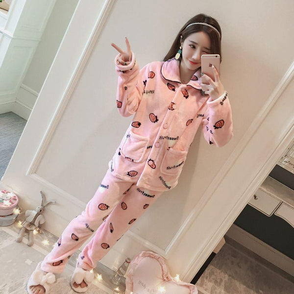 Coral Fleece Pajama Set - Amazitshop