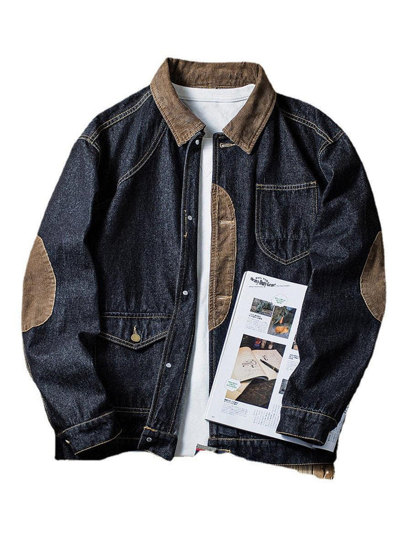 Corduroy Stitching Denim Baggy Coat - Amazitshop