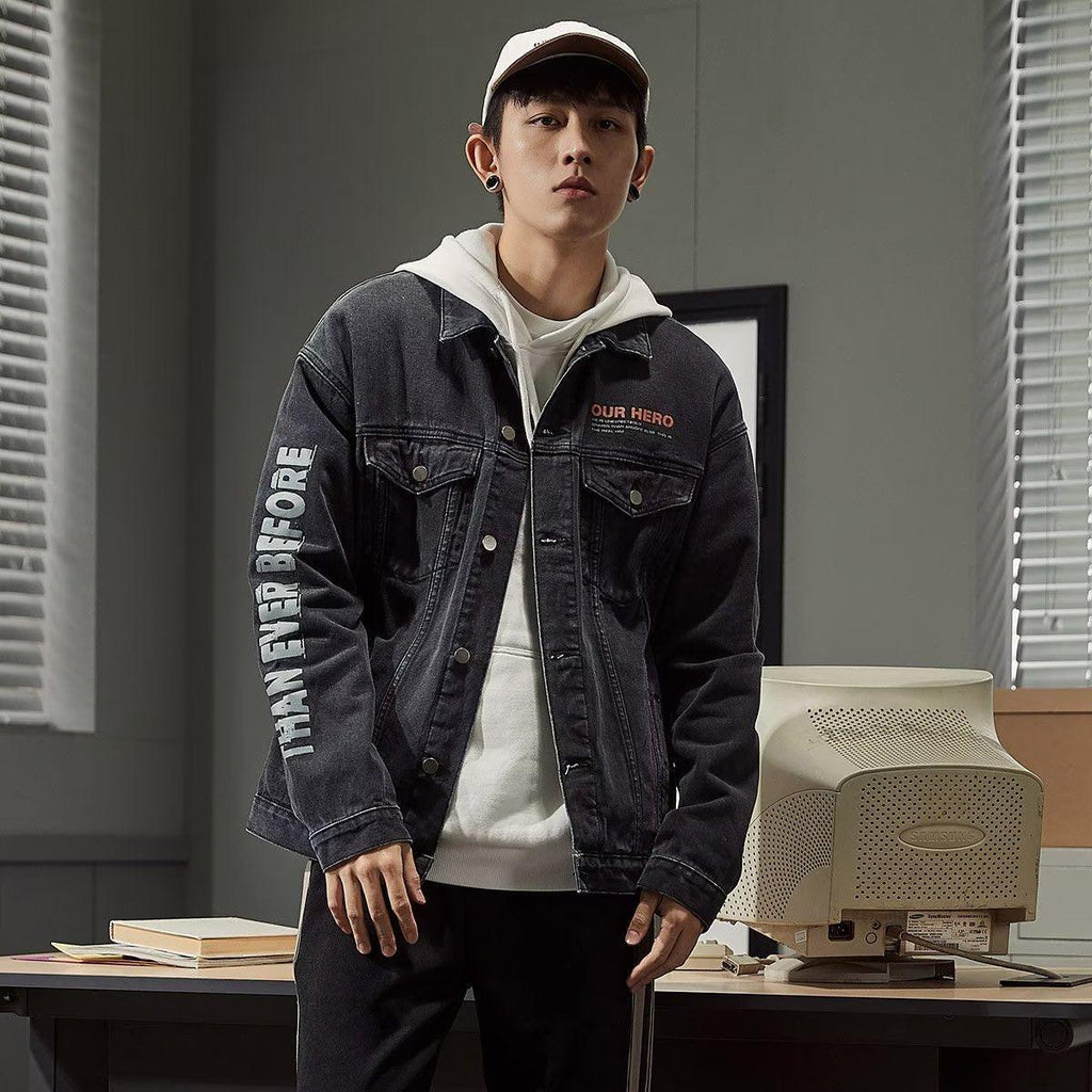 Corduroy Stitching Denim Baggy Coat - Amazitshop