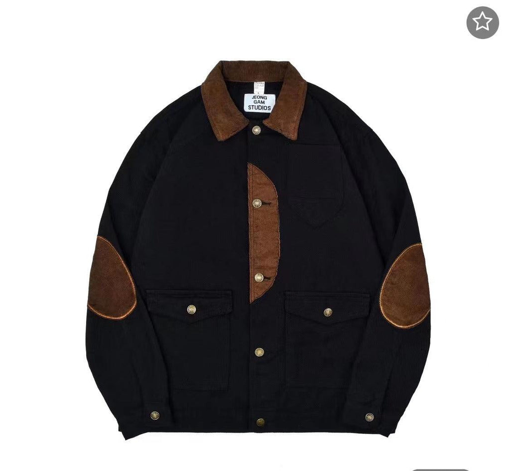 Corduroy Stitching Denim Baggy Coat - Amazitshop