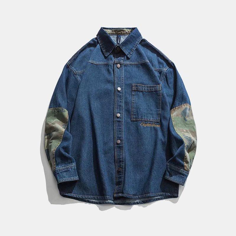 Corduroy Stitching Denim Baggy Coat - Amazitshop
